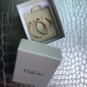 25mm Hoop Earrings in 10K Tri-Tone Gold - NEW